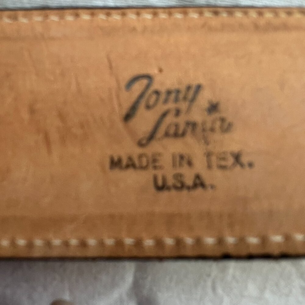 Vintage Al Paca belt buckle w/Vintage Tony Lama Belt Crushed turquoise inlay - Picture 10 of 11